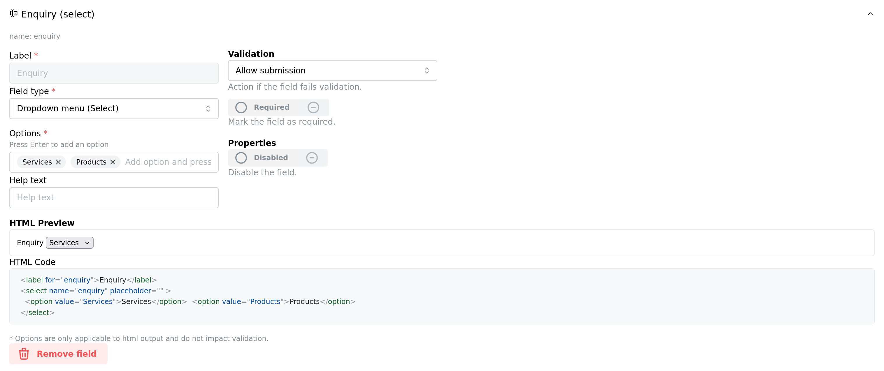 Formshive - Revised Fields with Multiple Options